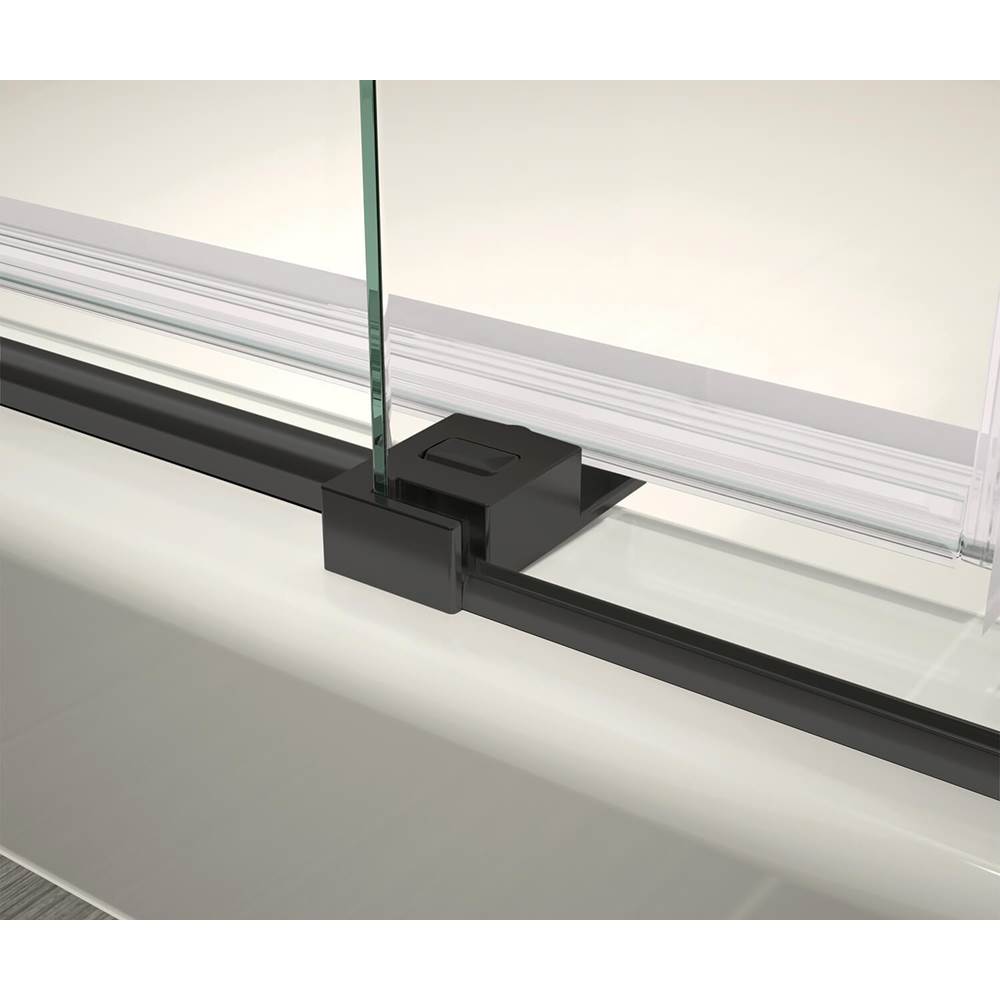 Vela 56.5-59 x 78.75 in. 8mm Sliding Shower Door with Towel Bar for Alcove Installation with Clear glass in Matte Black and Brushed Nickel