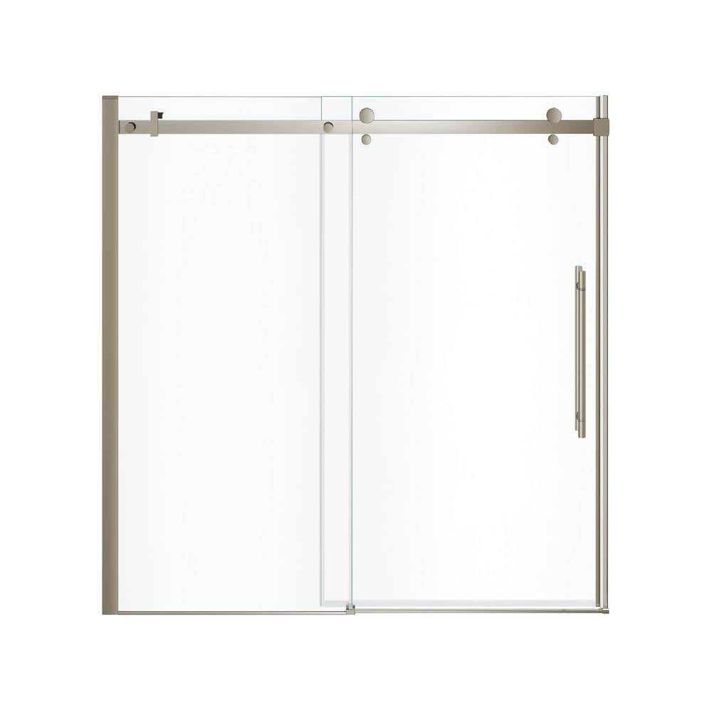 Vela 56.5-59 x 59 in. 8 mm Sliding Tub Door for Alcove Installation with Clear glass in Brushed Nickel