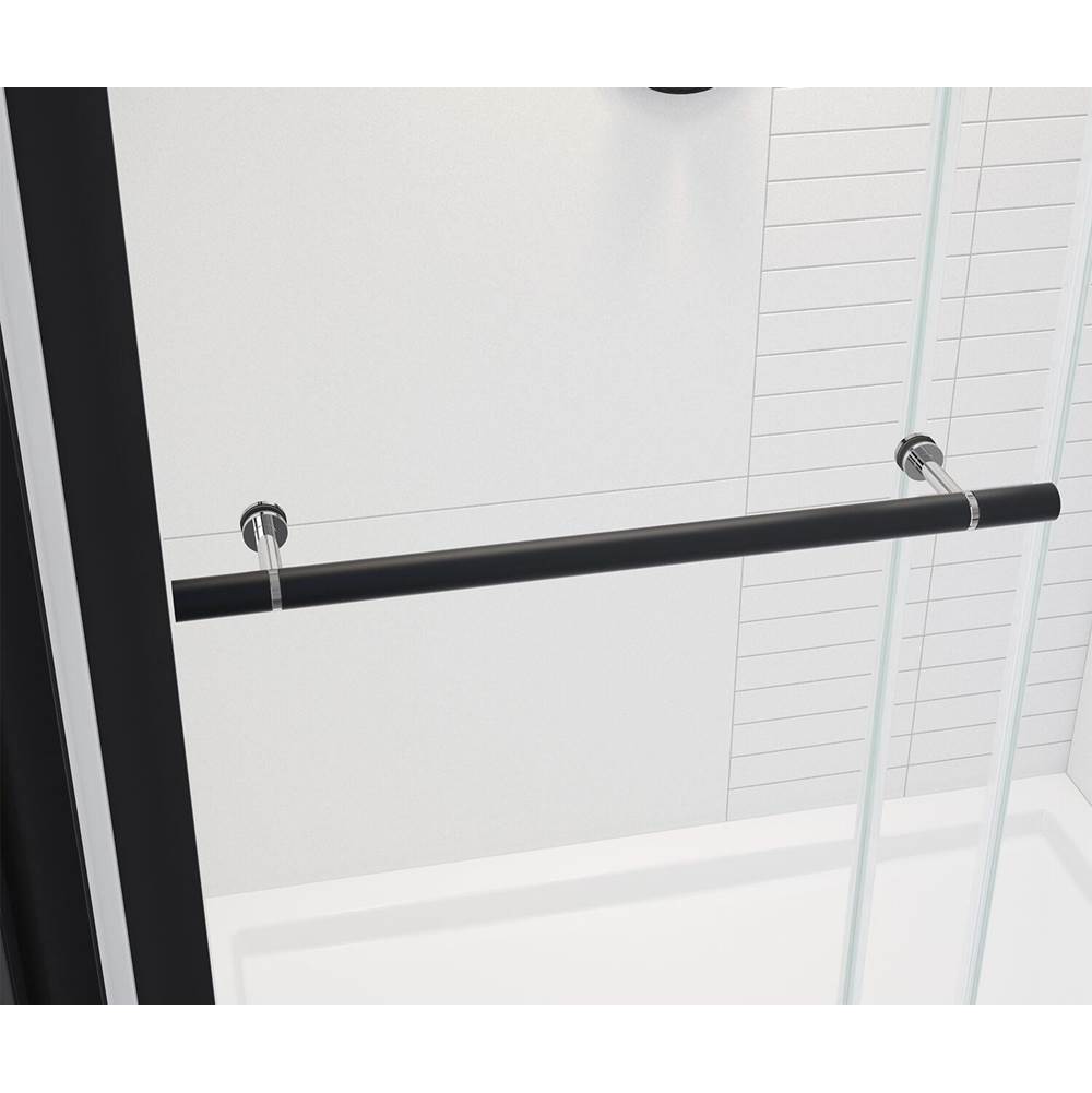 Vela 56.5-59 x 59 in. 8 mm Sliding Tub Door with Towel Bar for Alcove Installation with Clear glass in Matte Black and Chrome