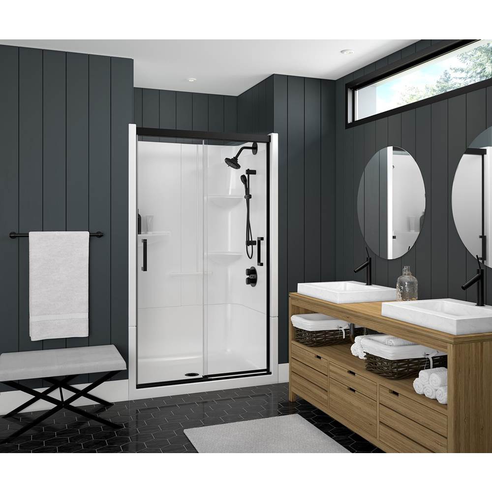 Maax - Incognito 74 39-42 x 74 in. 8mm Bypass Shower Door for Alcove Installation with Clear glass in Matte Black