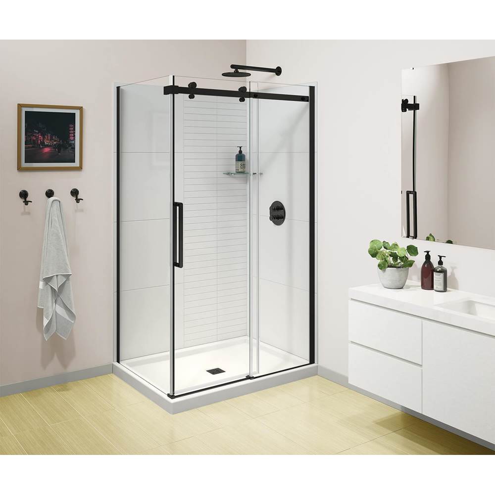 Halo Pro GS 44.5-47 x 78.75 in. 8mm Sliding Shower Door for Alcove Installation with GlassShield glass in Matte Black