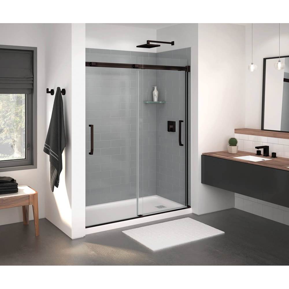 Maax - Inverto 56-59 x 70.5-74 in. 8mm Bypass Shower Door for Alcove Installation with Clear glass in Dark Bronze