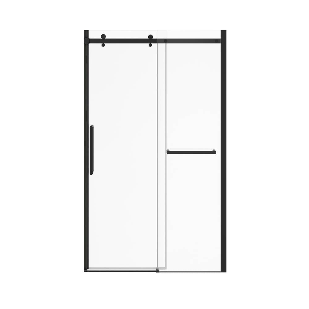 Halo Pro 44.5-47 x 78.75 in. 8 mm Sliding Shower Door with Towel Bar for Alcove Installation with Clear glass in Matte Black