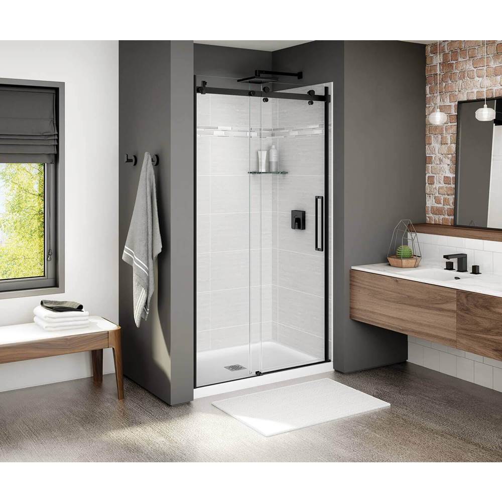Halo 44.5-47 x 78.75 in. 8mm Sliding Shower Door for Alcove Installation with Clear glass in Matte Black