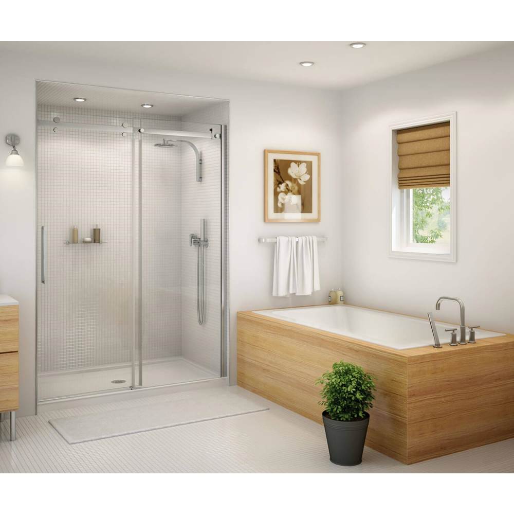 Halo 56.5-59 x 78.75 in. 8mm Sliding Shower Door for Alcove Installation with Clear glass in Brushed Nickel