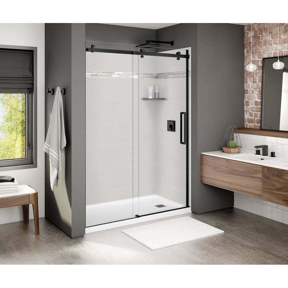 Halo 56.5-59 x 78.75 in. 8mm Sliding Shower Door for Alcove Installation with Clear glass in Matte Black