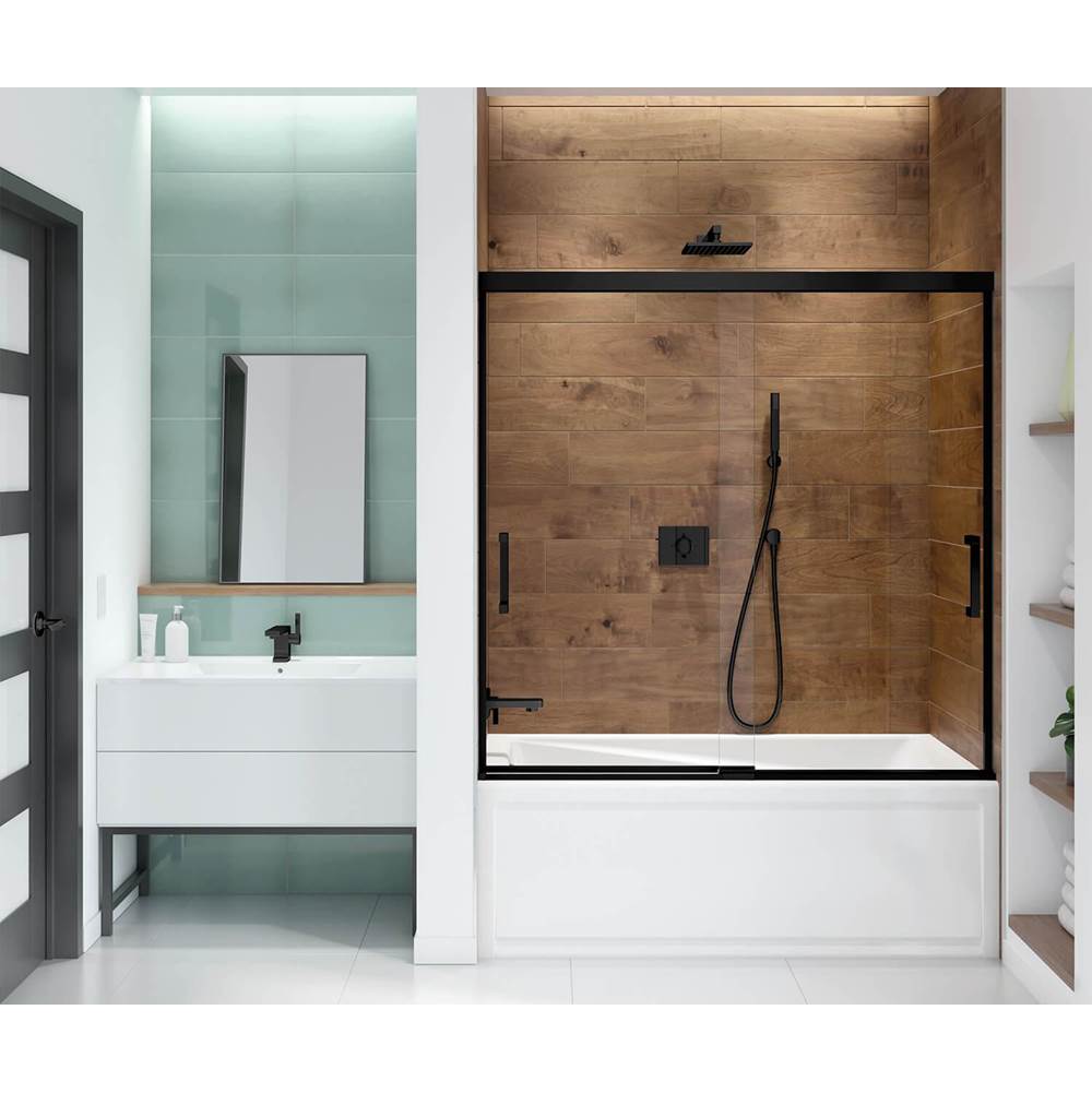 Maax - Incognito 57 56-59 x 56 3/4 in. 8mm Bypass Tub Door for Alcove Installation with Clear glass in Matte Black