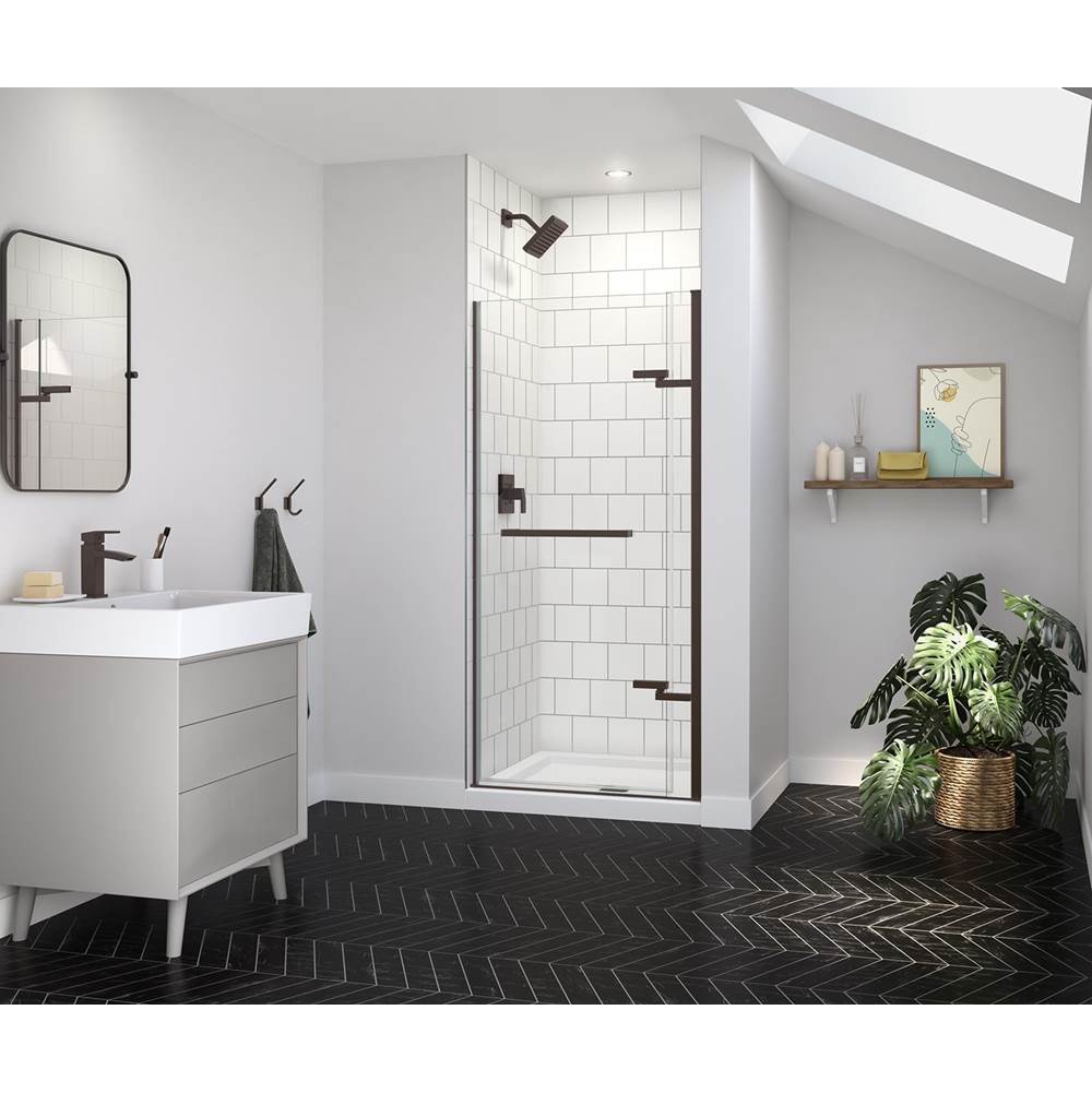 Maax - Reveal Sleek 71 32 1/2-35 1/2 x 71 1/2 in. 8mm Pivot Shower Door for Alcove Installation with Clear glass in Dark Bronze