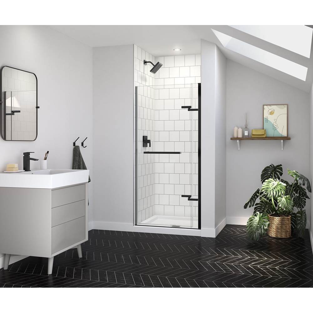 Maax - Reveal Sleek 71 32 1/2-35 1/2 x 71 1/2 in. 8mm Pivot Shower Door for Alcove Installation with Clear glass in Matte Black