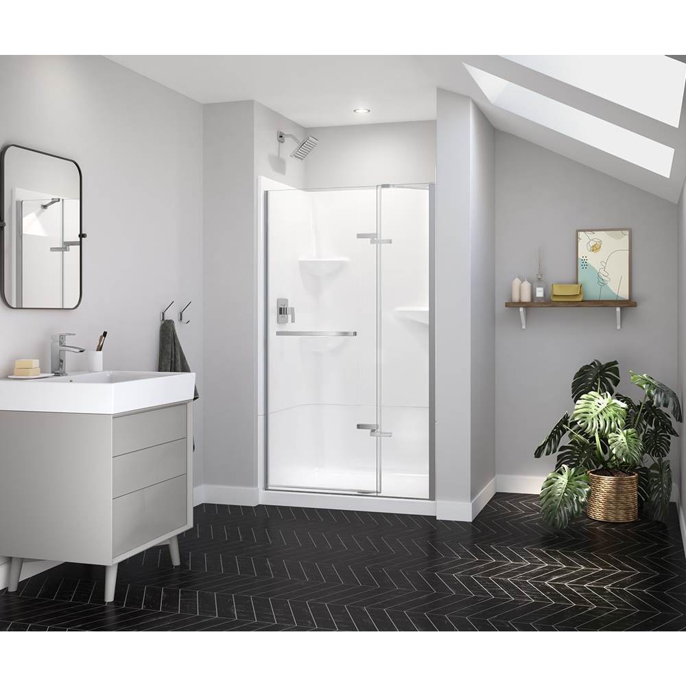 Maax - Reveal Sleek 71 41 1/2-44 1/2 x 71 1/2 in. 8mm Pivot Shower Door for Alcove Installation with Clear glass in Chrome