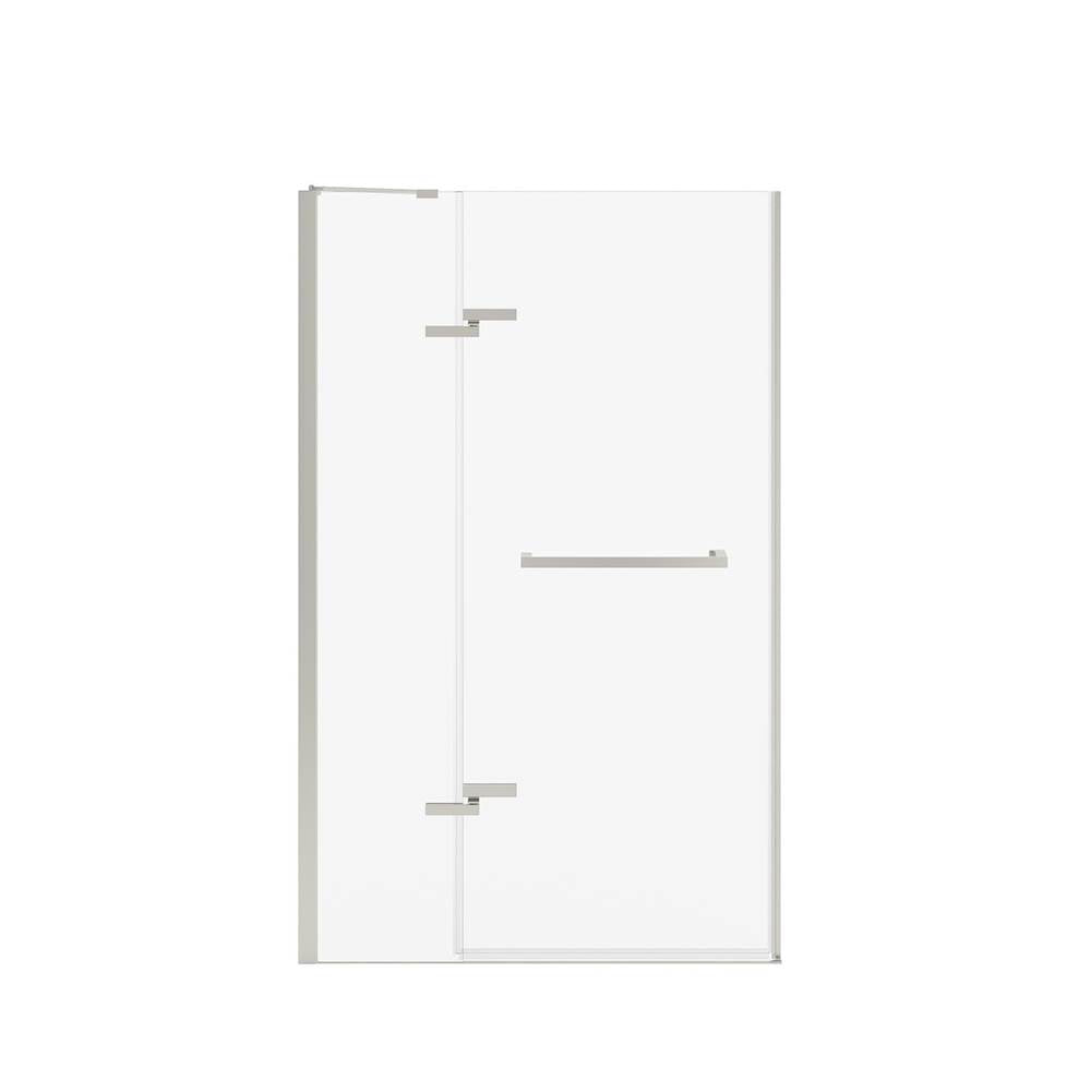 Reveal Sleek 71 41 1/2-44 1/2 x 71 1/2 in. 8mm Pivot Shower Door for Alcove Installation with Clear glass in Brushed Nickel