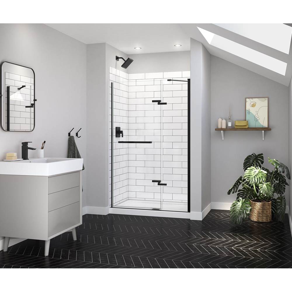 Maax - Reveal Sleek 71 44-47 x 71 1/2 in. 8mm Pivot Shower Door for Alcove Installation with Clear glass in Matte Black
