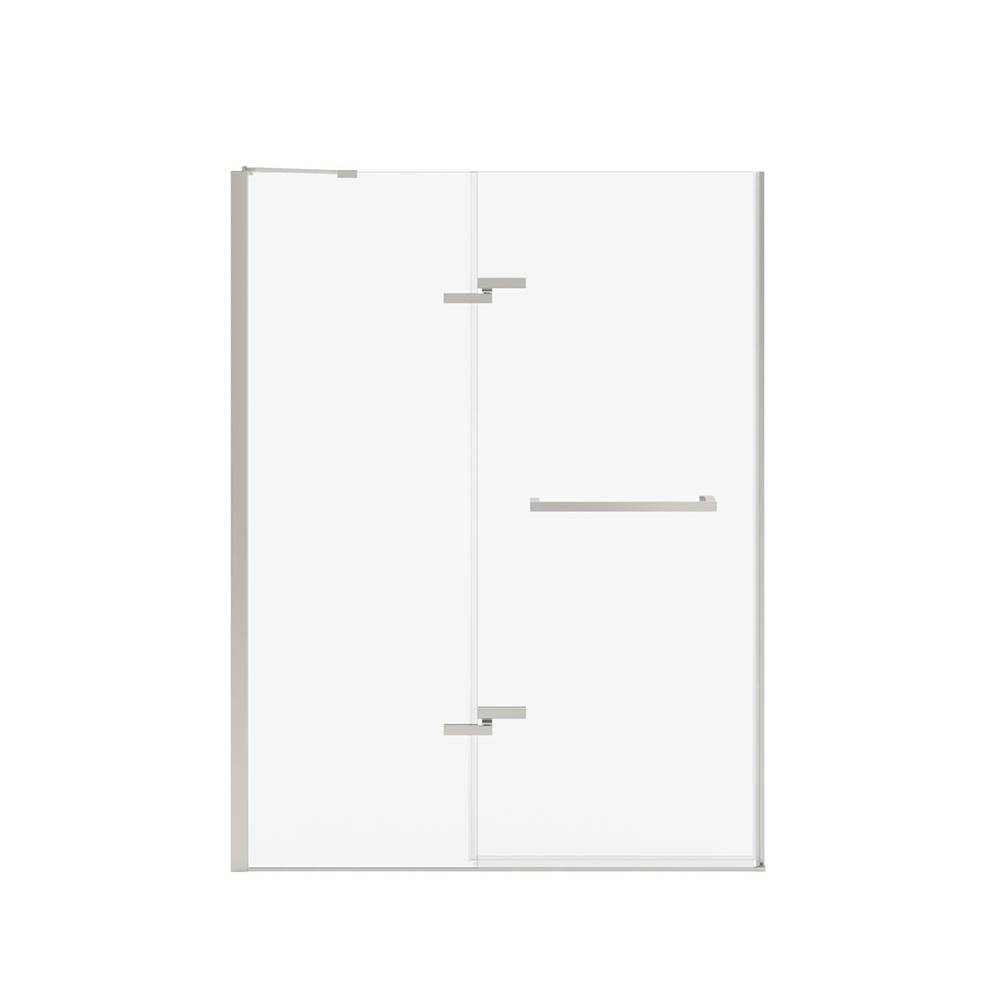 Reveal Sleek 71 51 1/2-54 1/2 x 71 1/2 in. 8mm Pivot Shower Door for Alcove Installation with Clear glass in Brushed Nickel