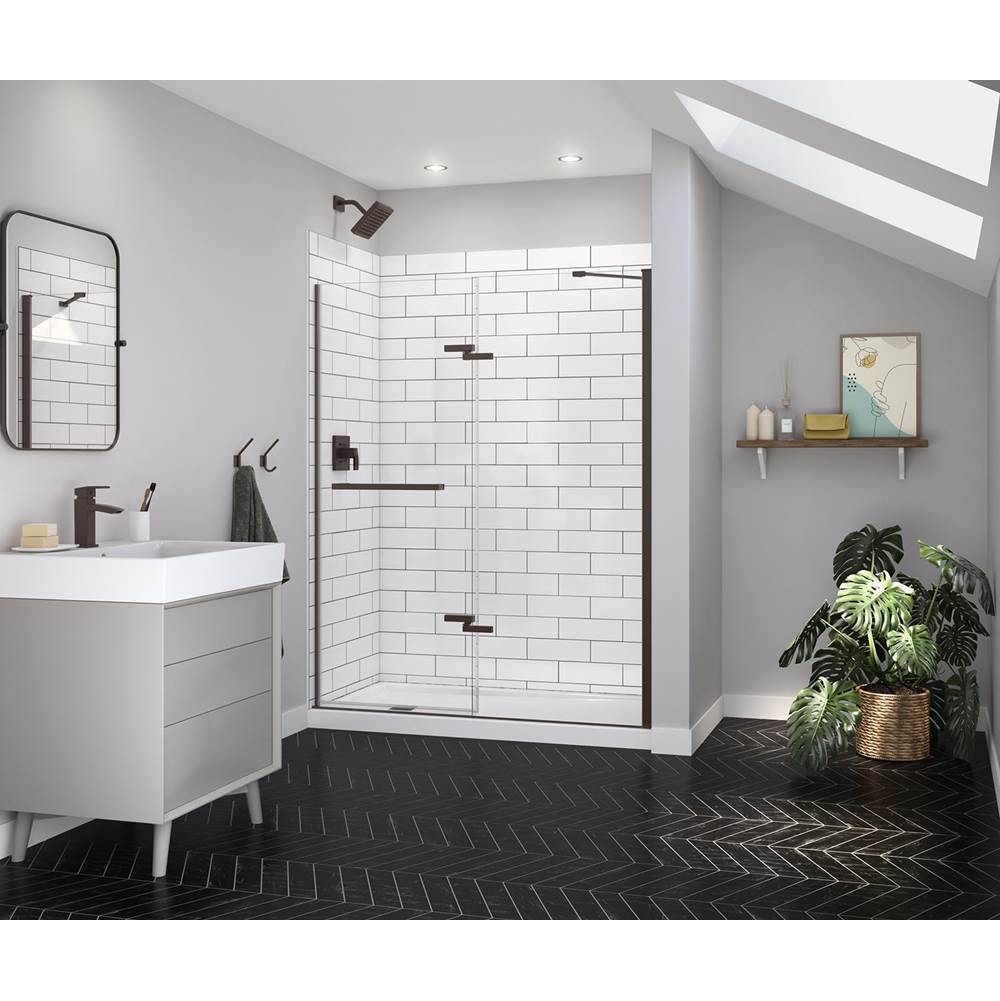 Maax - Reveal Sleek 71 56-59 x 71 1/2 in. 8 mm Pivot Shower Door for Alcove Installation with Clear glass in Dark Bronze
