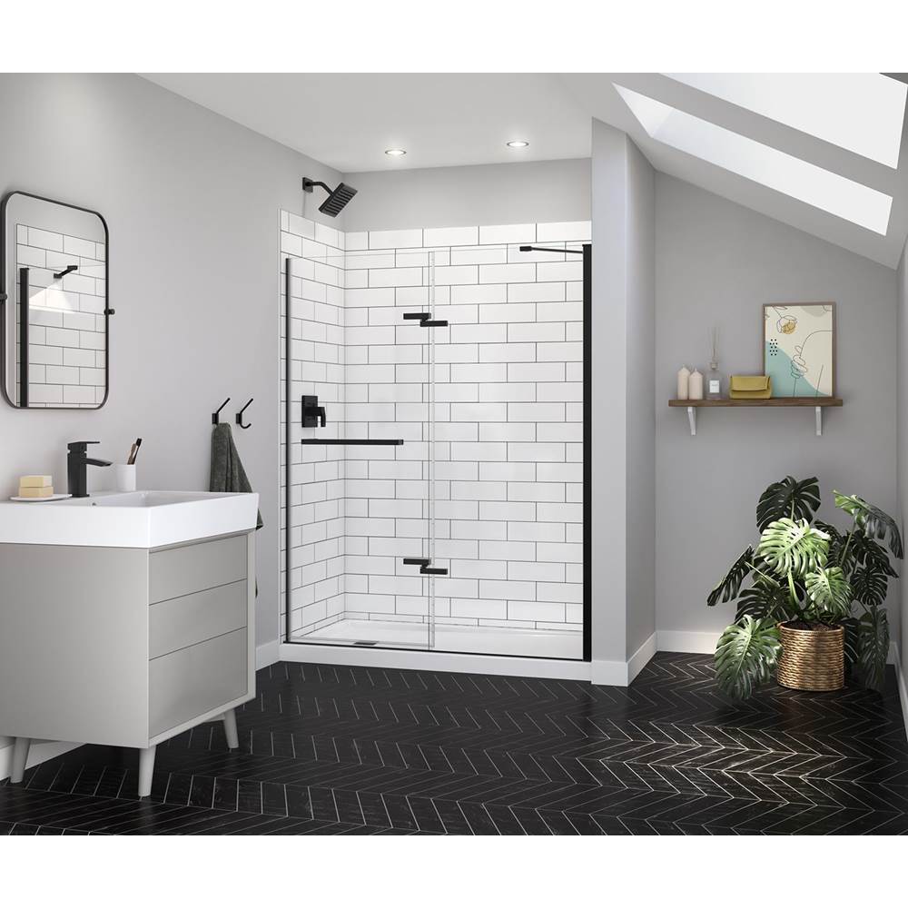 Maax - Reveal Sleek 71 56-59 x 71 1/2 in. 8mm Pivot Shower Door for Alcove Installation with Clear glass in Matte Black