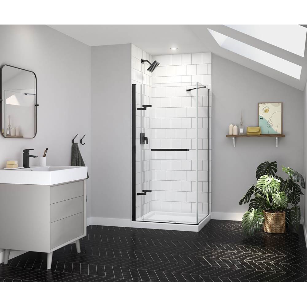 Reveal Sleek 71 Return Panel for 36 in. Base with Clear glass in Matte Black