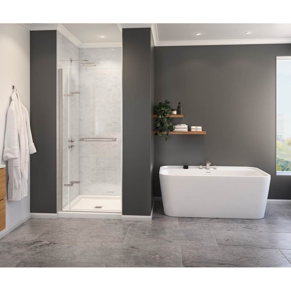 Maax - Capella 78 32.5-35.5 x 78 in. 8 mm Pivot Shower Door for Alcove Installation with GlassShield glass in Brushed Nickel