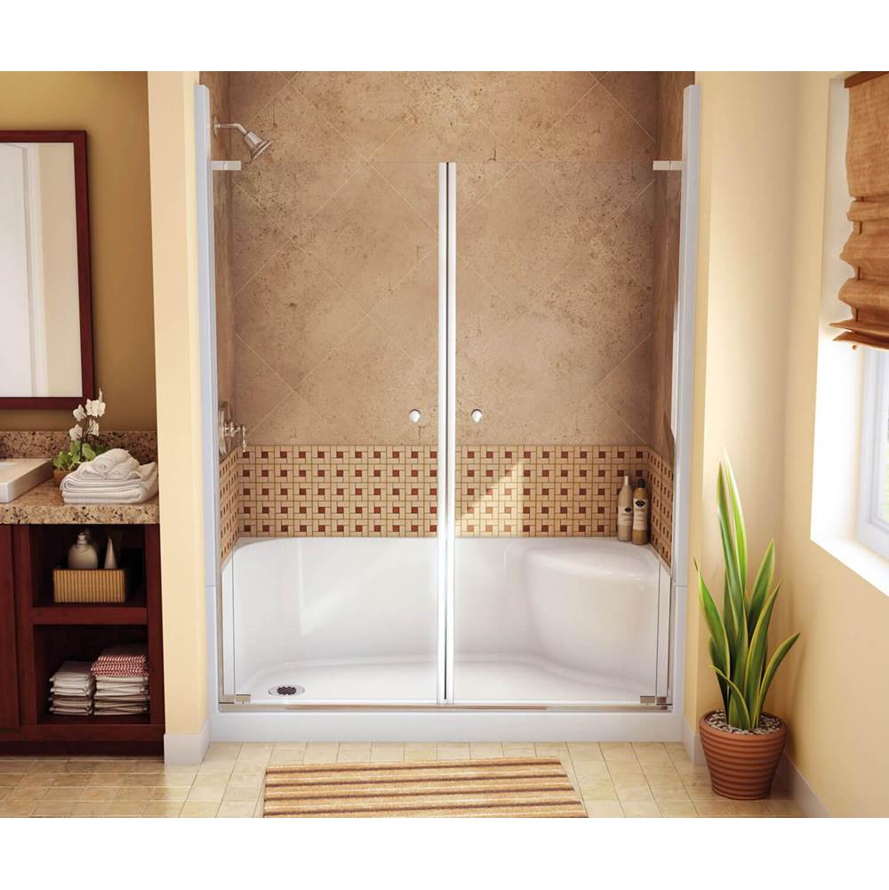 KDS 3460 AFR AcrylX Alcove Center Drain Four-Piece Shower in White