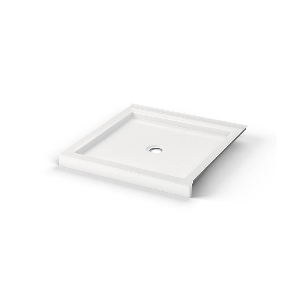 B3Round 3636 Acrylic Corner Left or Right Shower Base in White with Center Drain