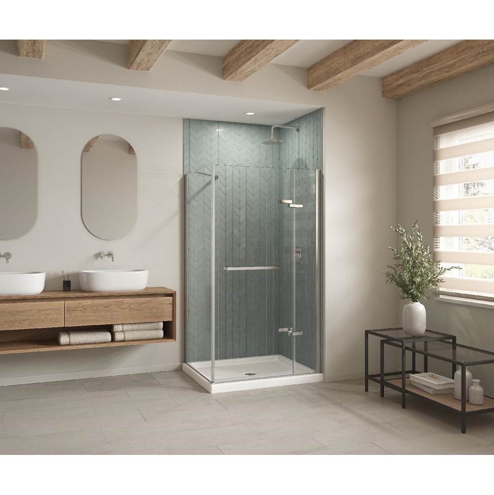 Maax - B3Round 4834 Acrylic Corner Right Shower Base in White with Anti-slip Bottom with Center Drain - White
