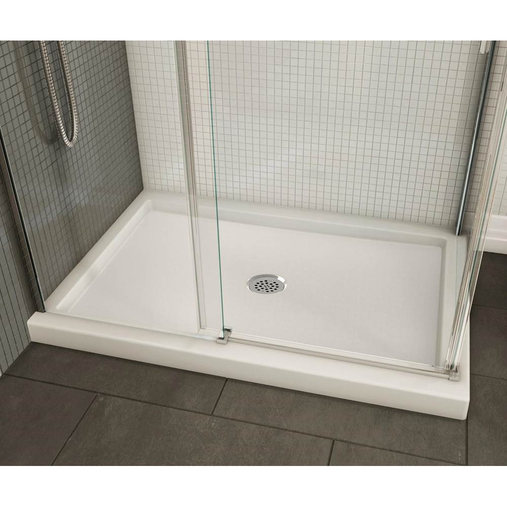 B3Round 4836 Acrylic Corner Left Shower Base in White with Anti-slip Bottom with Center Drain