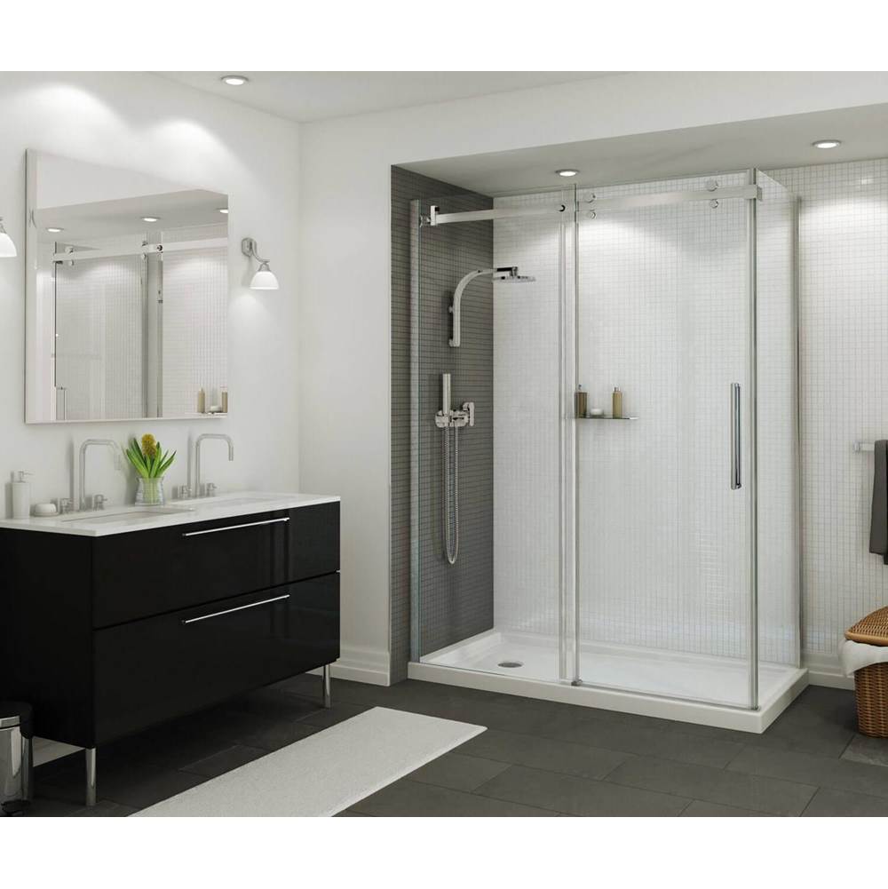 Maax - B3Round 6036 Acrylic Corner Left Shower Base in White with Center Drain - White