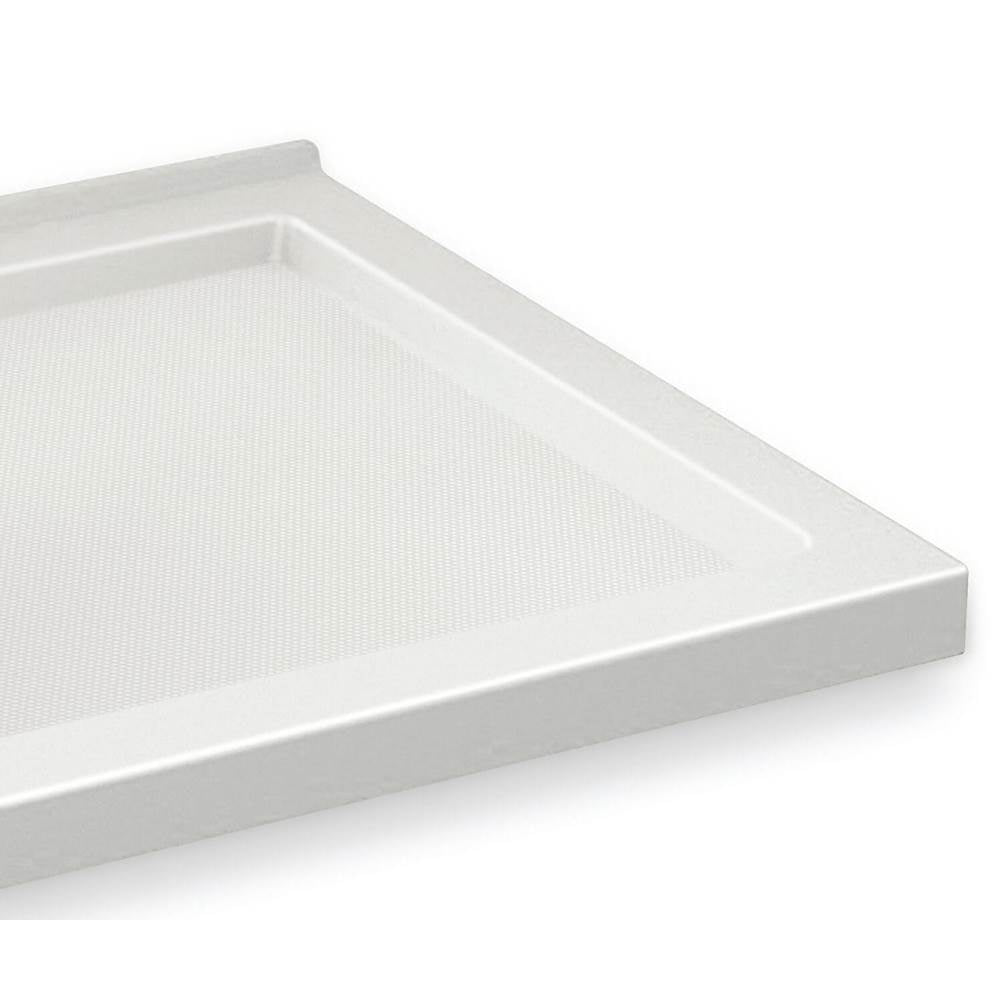 B3Round 6036 Acrylic Corner Left Shower Base in White with Anti-slip Bottom with Center Drain