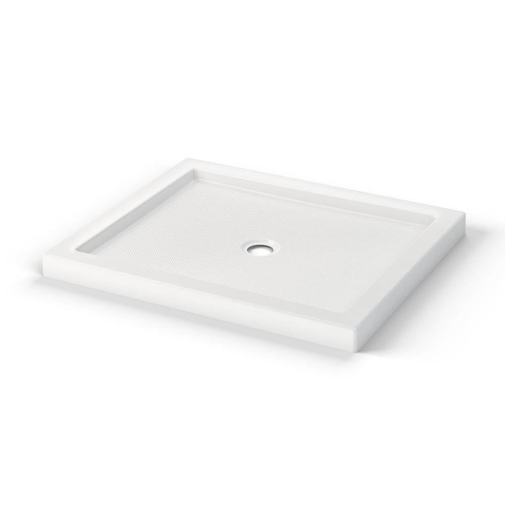 B3Round 4236 Acrylic Alcove Shower Base in White with Anti-slip Bottom with Center Drain