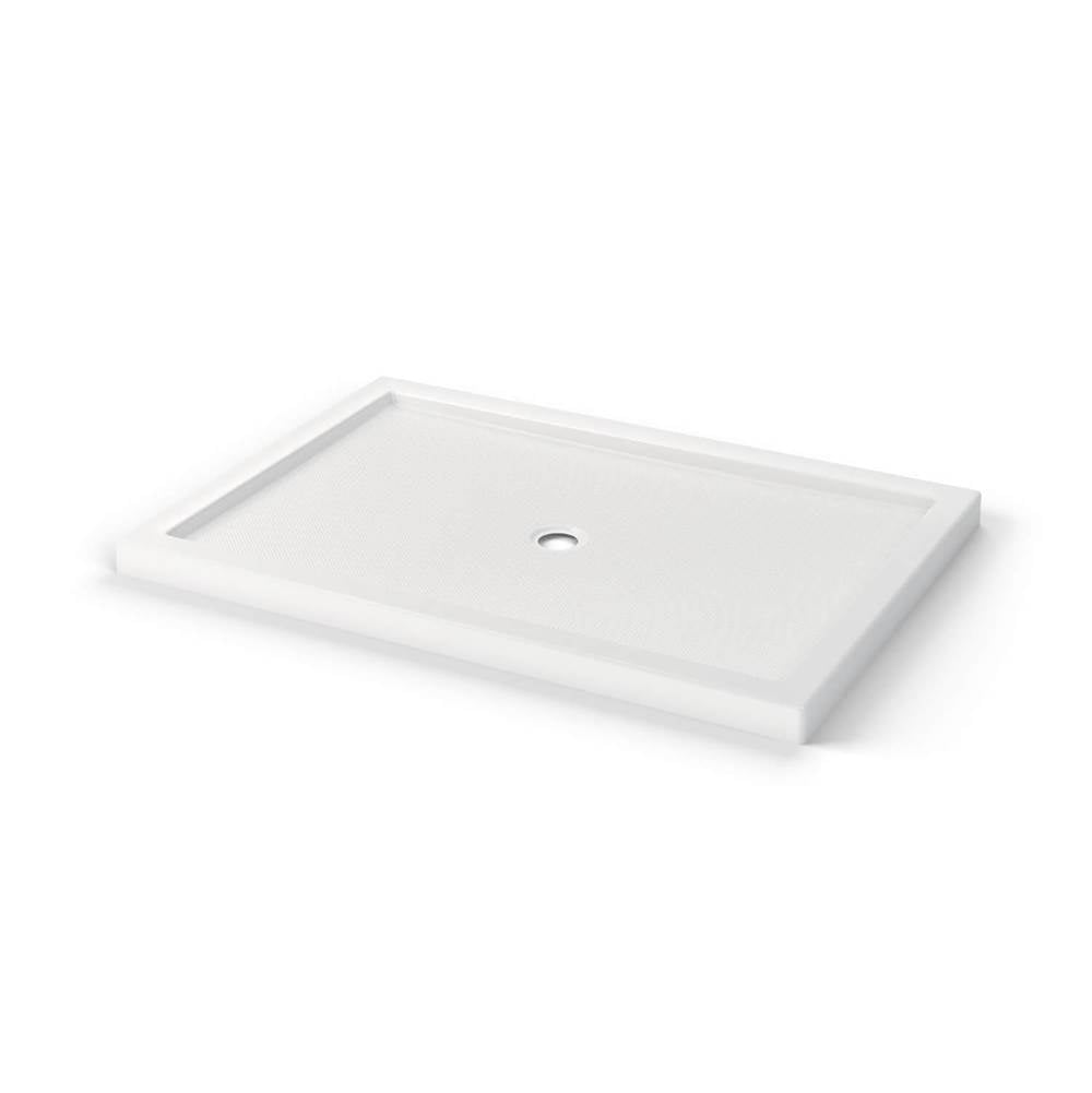 B3Round 6042 Acrylic Corner Right Shower Base in White with Anti-slip Bottom with Center Drain
