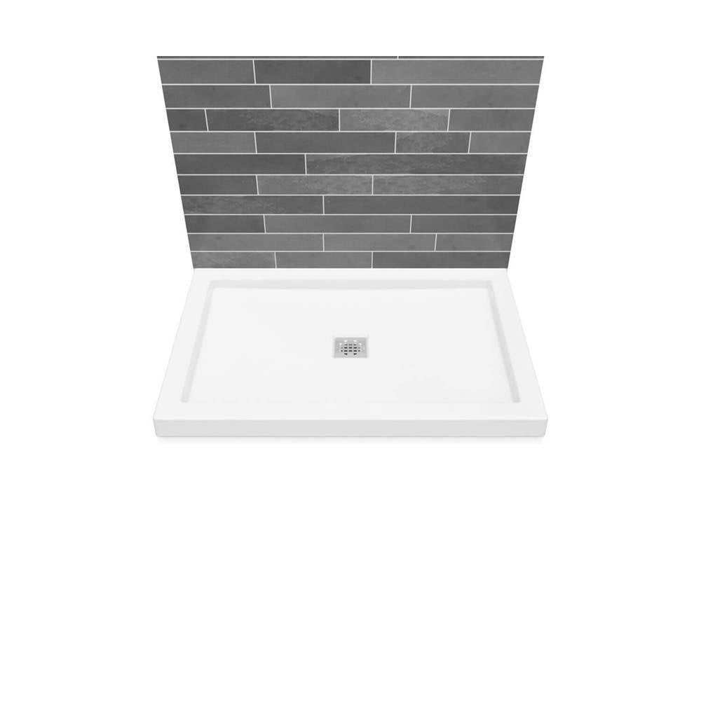Maax - B3Square 4832 Acrylic Wall Mounted Shower Base in White with Center Drain - White