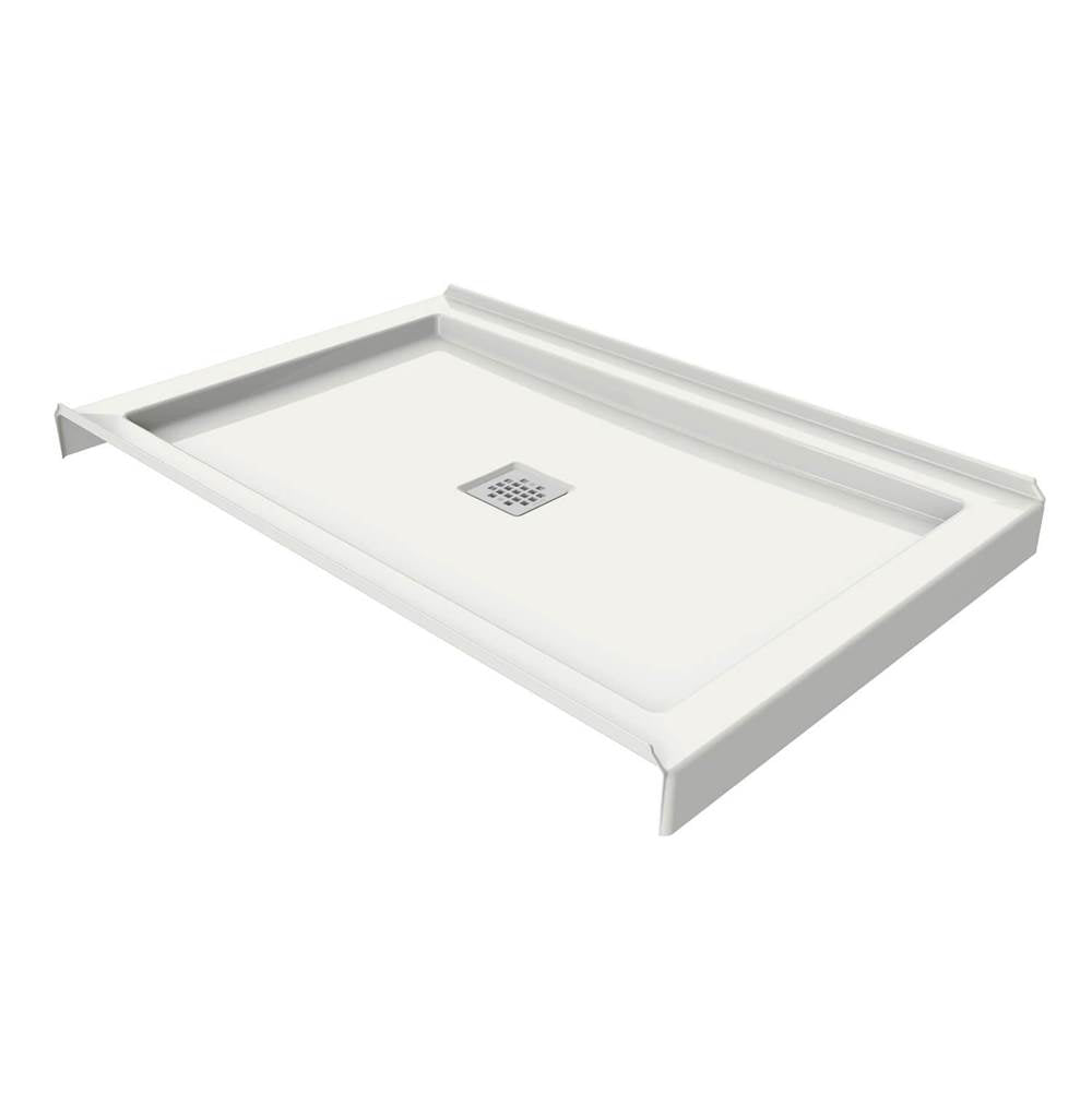 B3Square 4832 Acrylic Tunnel Shower Base in White with Center Drain