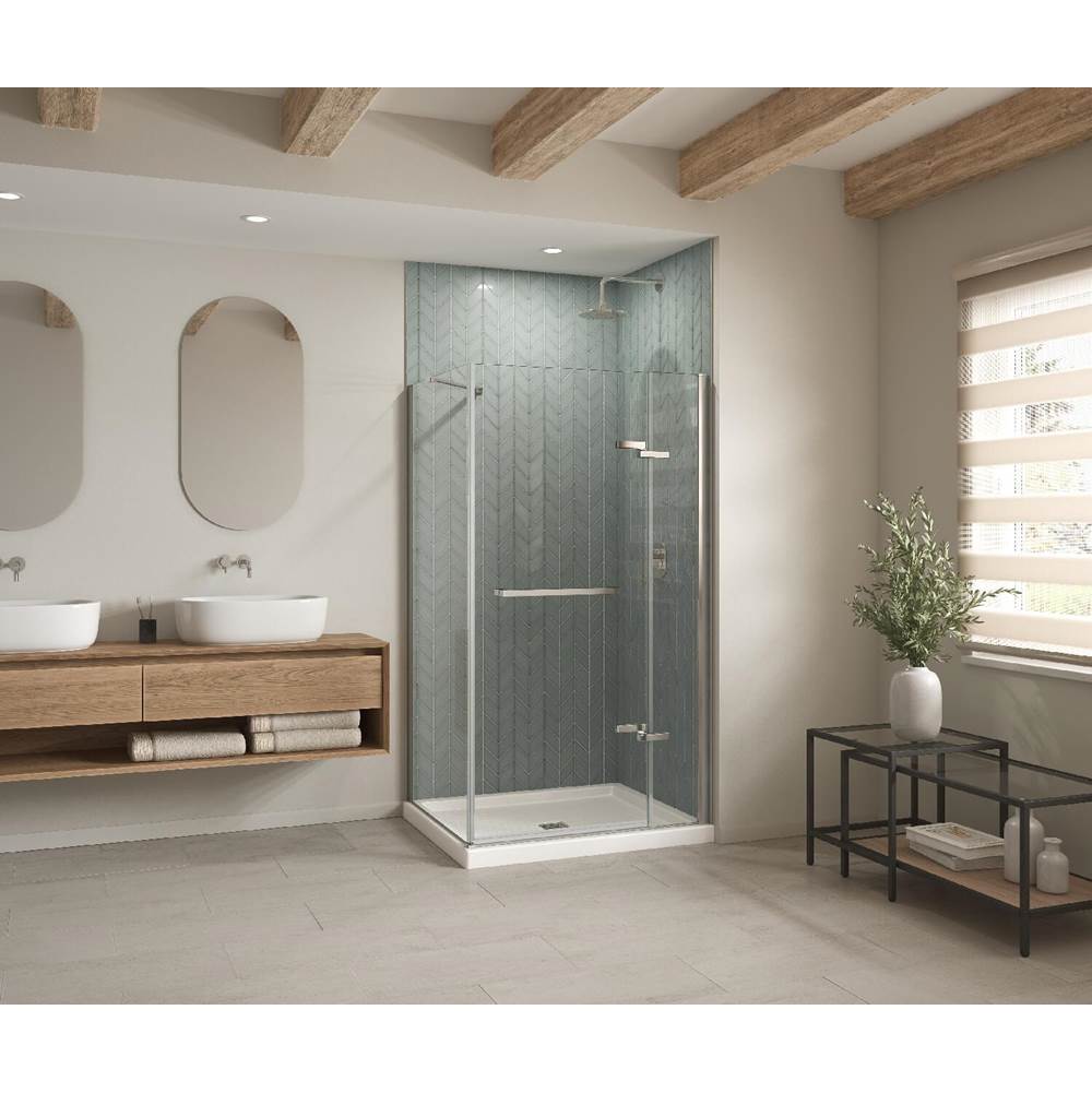 Maax - B3Square 4834 Acrylic Corner Right Shower Base in White with Anti-slip Bottom with Center Drain - White