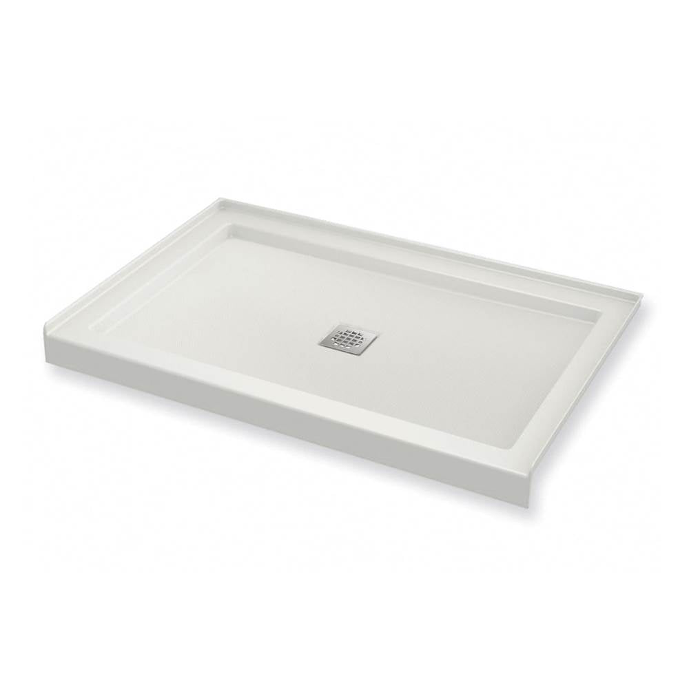 B3Square 4836 Acrylic Alcove Shower Base in White with Anti-slip Bottom with Center Drain