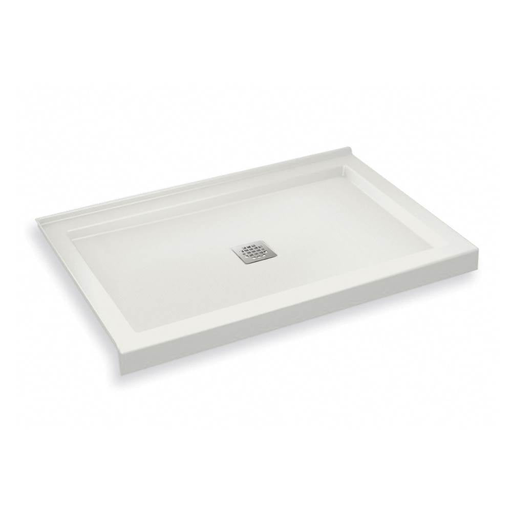 B3Square 4836 Acrylic Corner Left Shower Base in White with Anti-slip Bottom with Center Drain