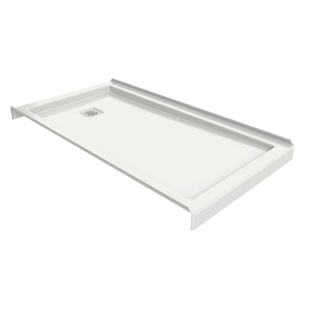 B3Square 6036 Acrylic Tunnel Shower Base in White with Center Drain