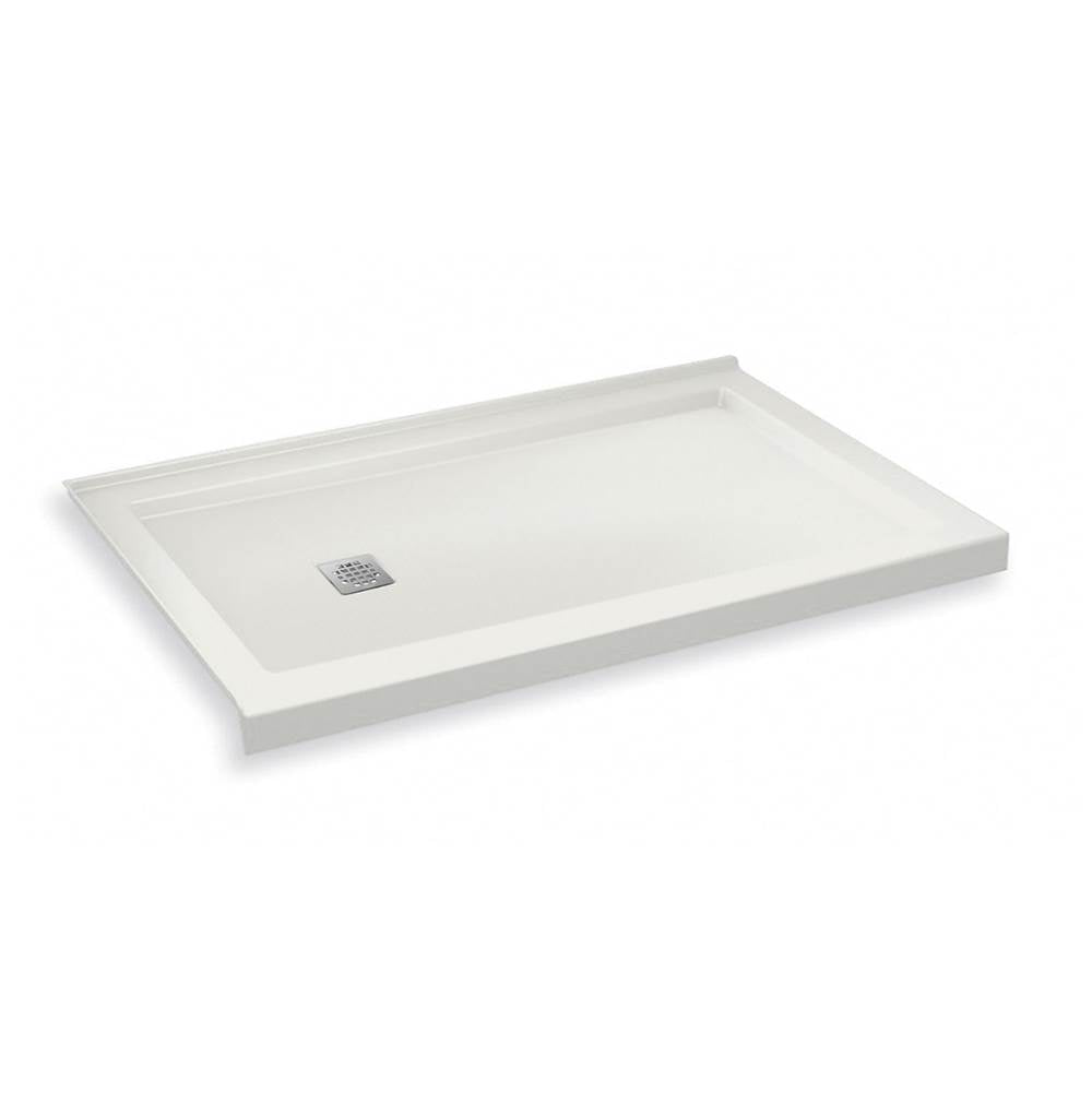 B3Square 6036 Acrylic Corner Left Shower Base in White with Anti-slip Bottom with Center Drain