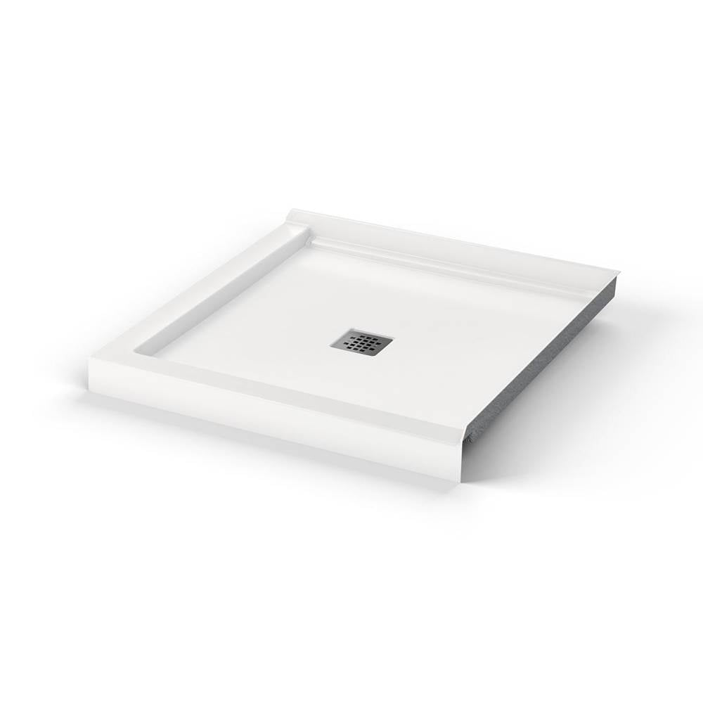 B3X 3636 Acrylic Corner Left or Right Shower Base with Center Drain in White