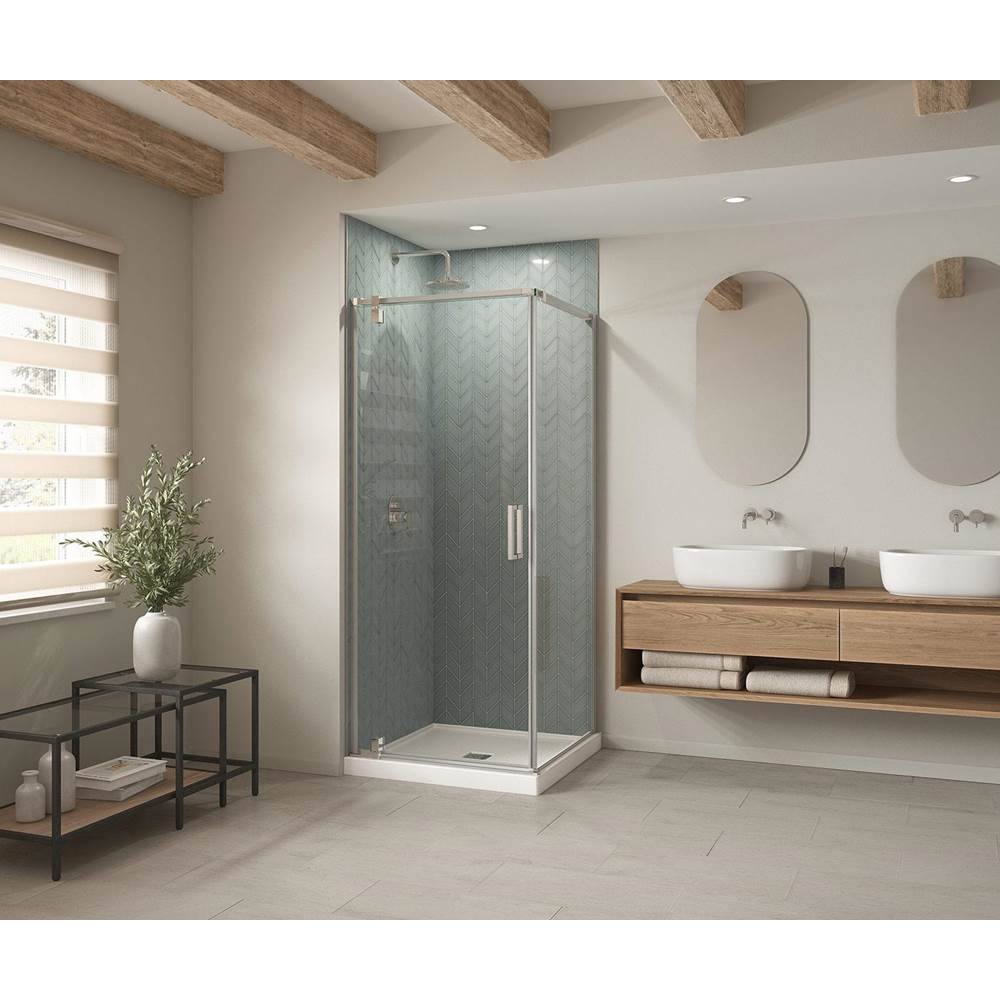 B3X 3636 Acrylic Corner Left or Right Shower Base with Center Drain in White