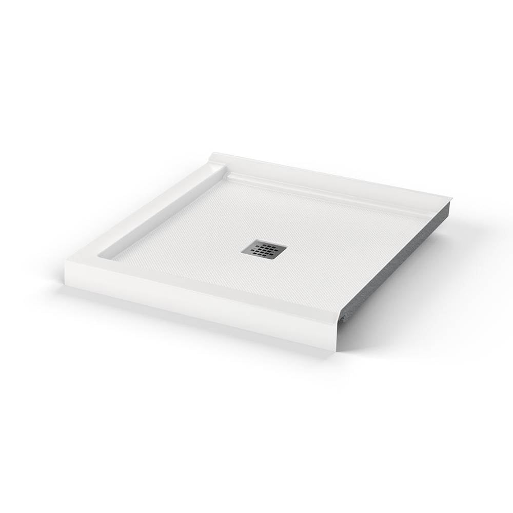 B3X 3636 Acrylic Corner Left or Right Shower Base with Anti-slip Bottom with Center Drain in White