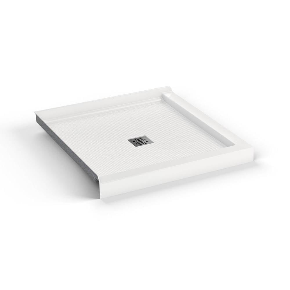 B3X 3636 Acrylic Corner Left or Right Shower Base with Anti-slip Bottom with Center Drain in White