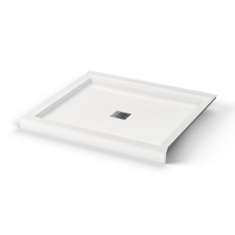 B3Square 4236 Acrylic Corner Right Shower Base in White with Center Drain