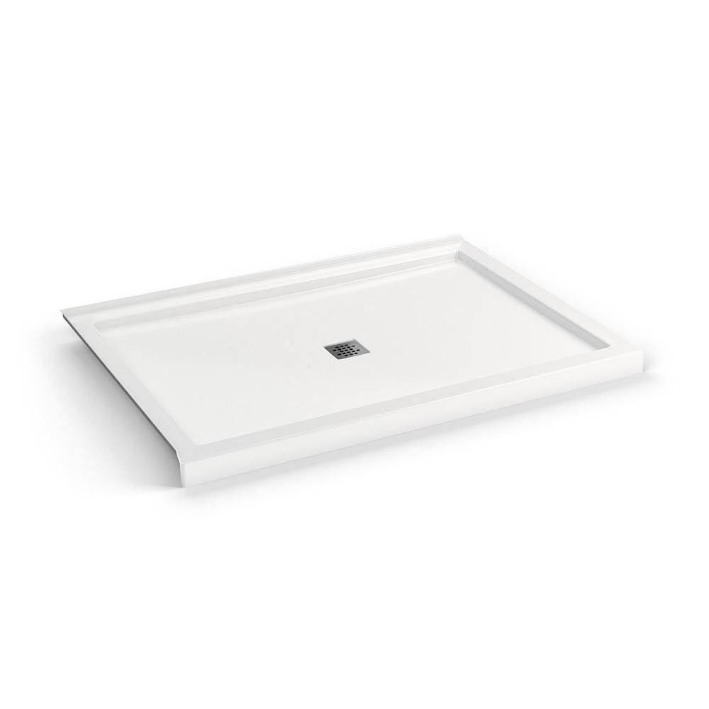 B3Square 6042 Acrylic Corner Left Shower Base in White with Center Drain