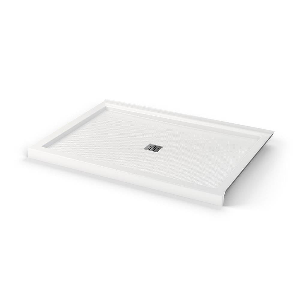 B3Square 6042 Acrylic Corner Right Shower Base in White with Anti-slip Bottom with Center Drain