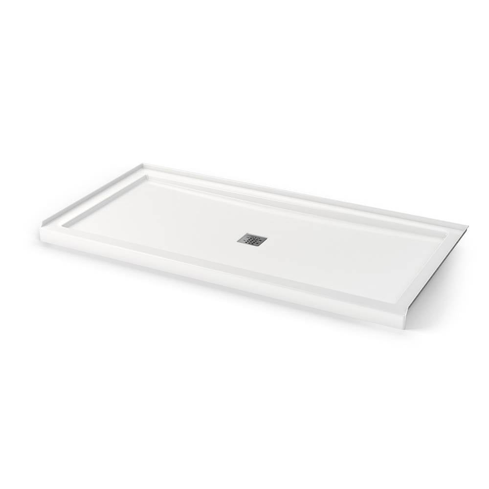 B3Square 7236 Acrylic Alcove Shower Base in White with Center Drain