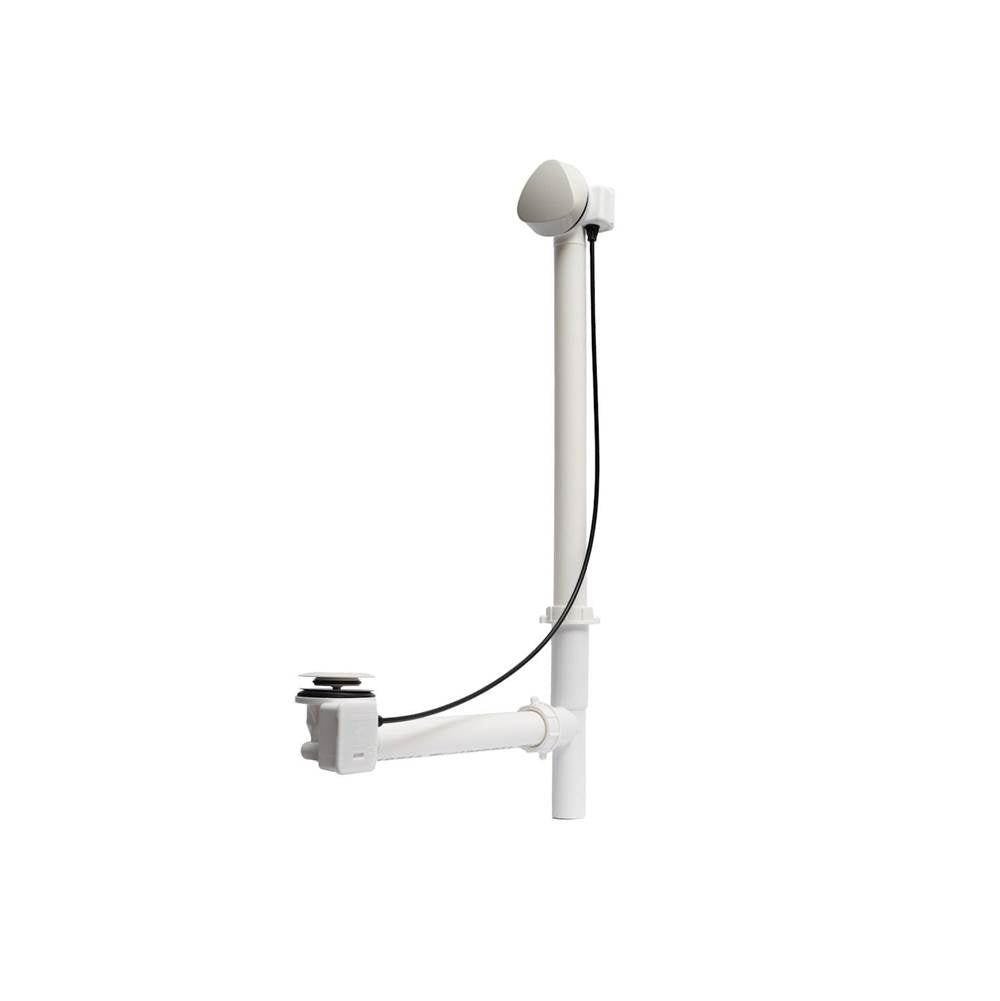 Rotary Turn Cable-Operated Waste and Overflow, 33'' Cable, Complete Kit in White