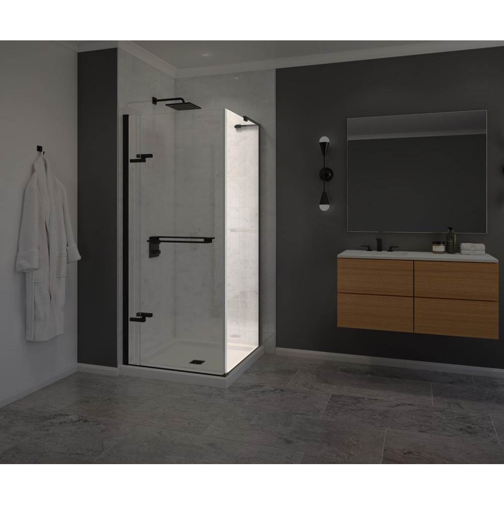 Capella 78 Return Panel for 32 in. Base with GlassShield glass in Matte Black