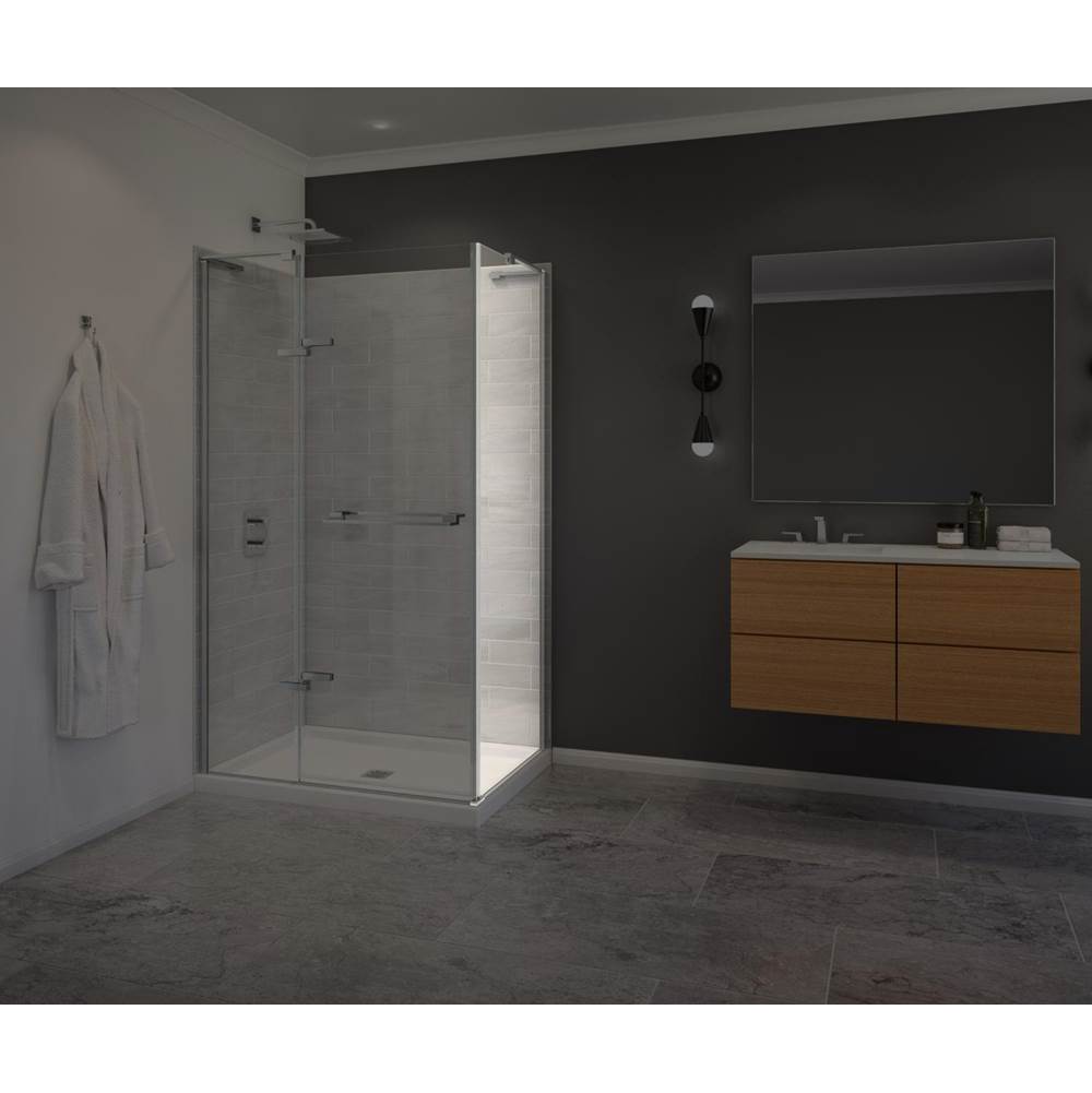 Capella 78 Screen and Return Panel for 36 in. Base with GlassShield glass in Brushed Nickel