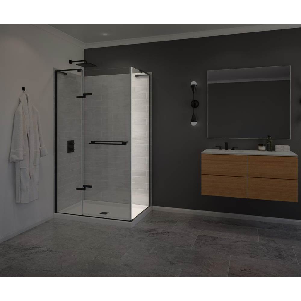 Capella 78 Screen and Return Panel for 36 in. Base with GlassShield glass in Matte Black