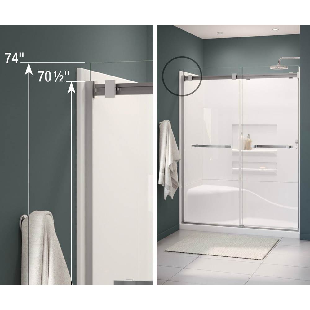 Duel 56-58.5 x 70.5-74 in. 8mm Bypass Shower Door for Alcove Installation with Clear glass in Chrome