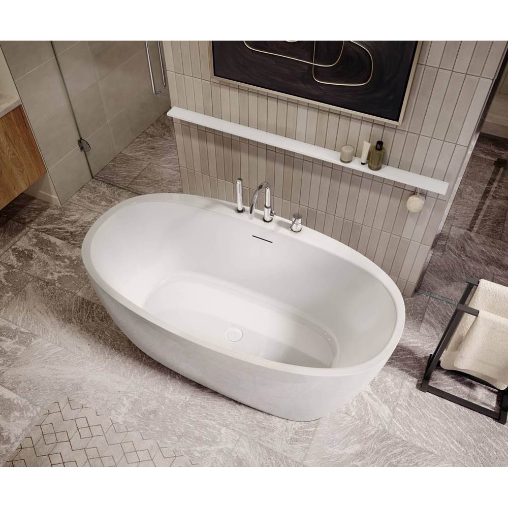 Hatto 5932 Acrylic Freestanding Center Drain Bathtub in White
